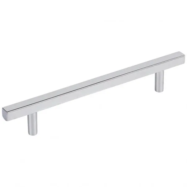 Hardware Resources 845-128 Pull Jeffery Alexander Dominique Collection, Mm (5-1/16") Cc, 3/8" Width At Center, 1-3/16" Projection, 13/16" Hand Space, 5/16" Foot Width, 5/16" Foot Length, Polished Chrome