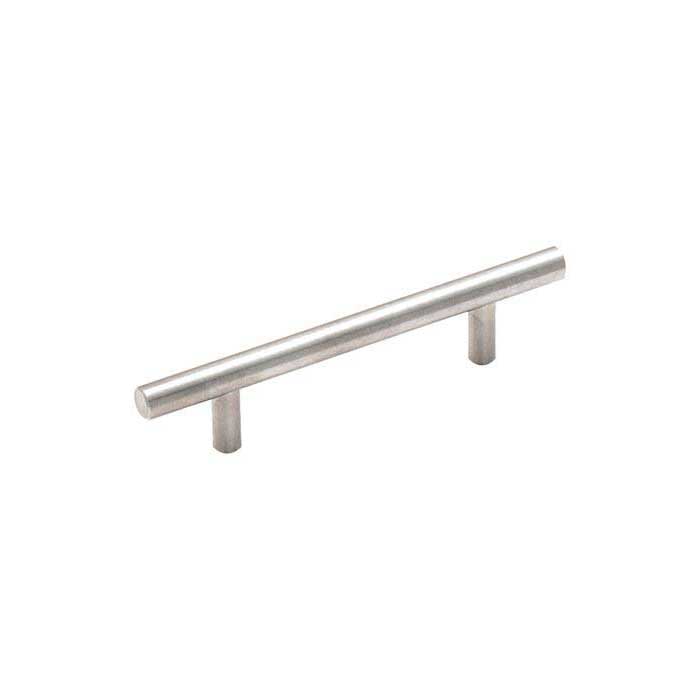 Amerock Bar Pull, Cabinet Pull, Steel, 3-3/4" (96mm) Ctc In Steel, Satin Stainless