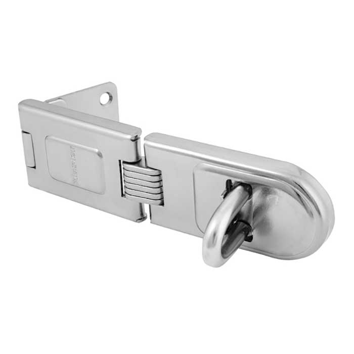 Master Lock Single Hinged Hasp 6-1/4" (16cm) Long Zinc Plated Hardened Steel Hinge