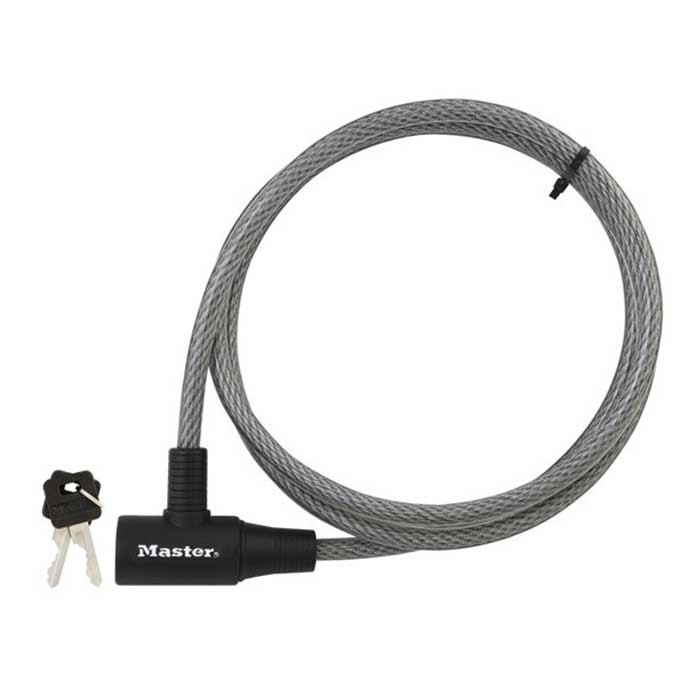 Master Lock Integrated Cable Lock, Keyed Different, 6' (1.8M) Long, 3/8" (10mm) Diameter